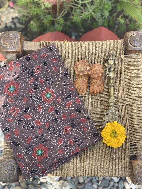 BROWN AJRAKH HAND EMBROIDERED COTTON BLOUSE PIECE