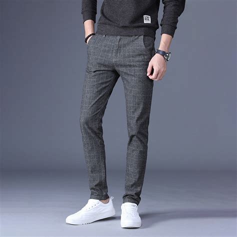 Grid Print Slim Fit Pants // Style 3 // Gray (28) - Amedeo Exclusive ...