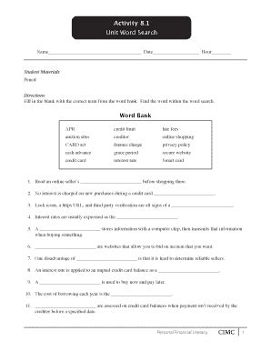 Activity 8 1 Unit Word Search Answer Key - Fill Online, Printable ...