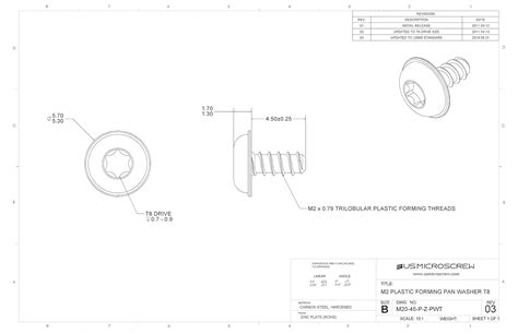M2 X 4.5mm Plastic Thread Forming Screw Zinc Plated Steel Pan Washer ...