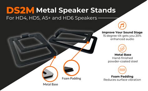 Audioengine DS2M Metal Speaker Stands Pair - Tilted Steel Bookshelf ...