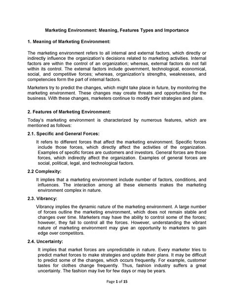 Marketing Environment - Internal factors are within the control of an ...