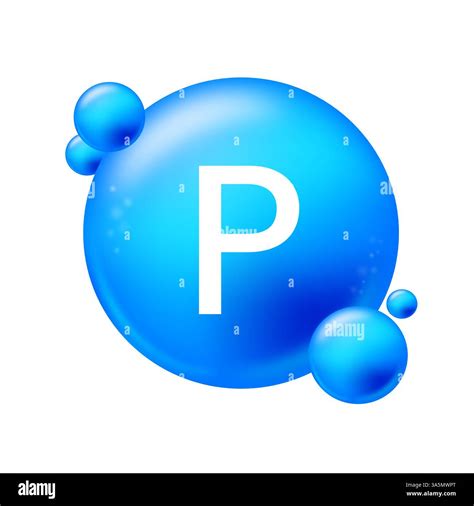 Phosphorus, P. Icon structure chemical element round shape circle light blue. Chemical element ...