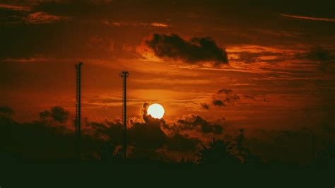 Wallpaper sunset, moon, sky, clouds hd, picture, image