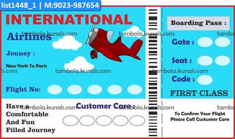 Boarding Pass Theme Tambola Housie Tickets, Paper Games in Object