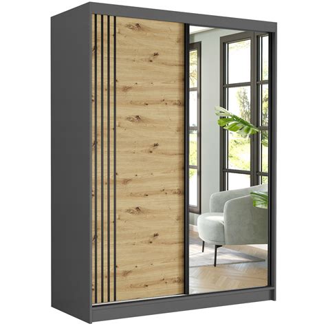 Szafa Framire przesuwna dwudrzwiowa z lustrem 150 cm x 200 cm x 60 cm ...