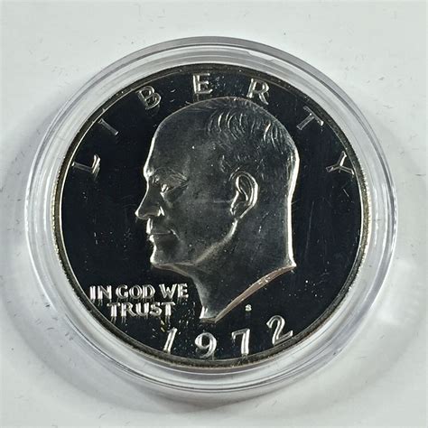1972-S Eisenhower Proof Silver Dollar*DCAM*In Protective Capsule ...