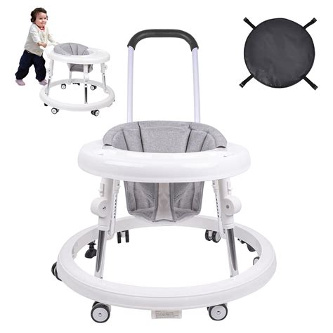 Amazon.com : Double Push Handle Baby Walker, Foldable 9-Gear Height ...