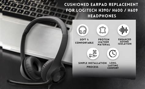 Crysendo 60mm Headphone Cushion Compatible with Logitech H390 / H600 ...