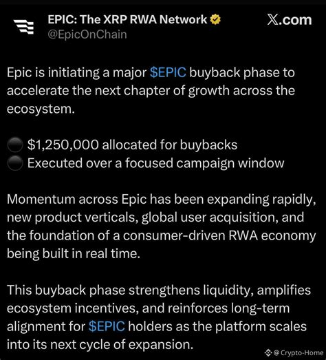 🚀 Epic ($EPIC) Announces Massive $1.25M Buyback! Big mov | Crypto-Home ...