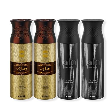 Ajmal Carbon Deodorant Perfume & Wisal Dhahab - For Men (200 ml, Pack ...