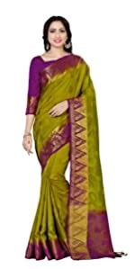 MIMOSA Women's Tussar Silk Saree Kanjivaram Style Mustard : Amazon.in ...