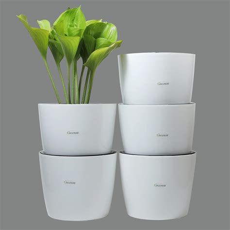 GREENON® 10 Inch Plant Pot Pack of 5 (10 Pots) Self Water Flower Pot ...