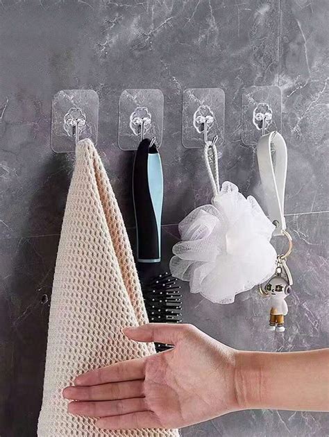 6pcs Waterproof Transparent Damage-Free No-Drill Wall Hooks, Self ...