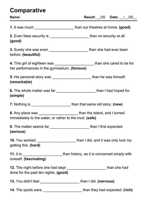 Compraretive Worksheet 的图像结果