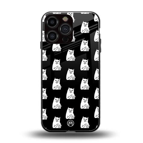 Middle Finger Cat Meme Phone Cover for Iphone 15 Pro Max | Glass Case ...