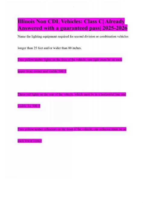 Illinois Non CDL Vehicles: Class C| Already Answered with a guaranteed ...