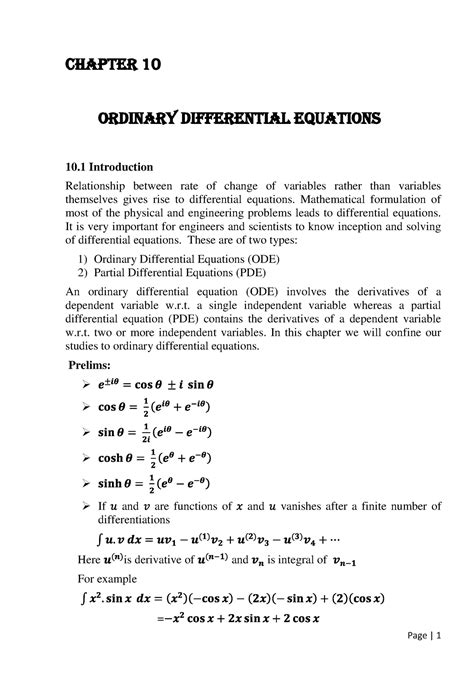 Ordinary-diff-equations - Chapter 10 Ordinary Differential Equations 10 ...
