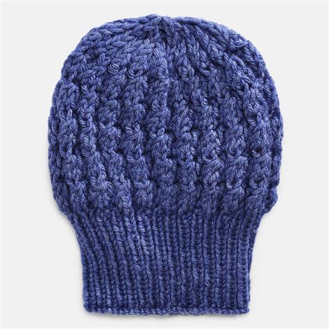 Blue Self-Design Beanie - 269 – Magic Needles