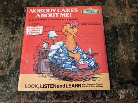 SESAME STREET.ORIGINAL 70s SEALED MINT VINYL 45 & BOOK.BIG BIRD.NOBODY ...