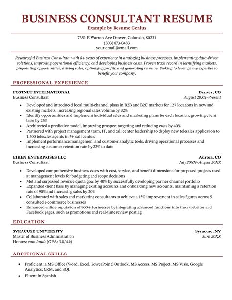 Business Resume Examples 的图像结果