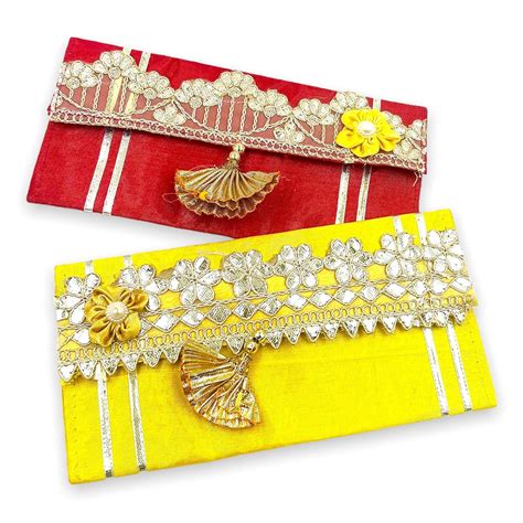 Designer Lace Shagun Money Envelope – Premium Silk Cloth with Satin ...