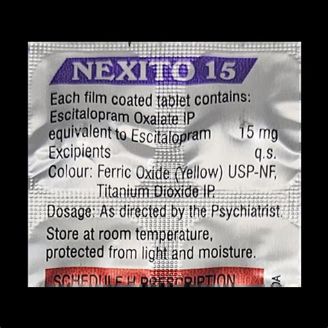 NEXITO 15MG TABLET 10'S Price, Uses, Side Effects & Substitutes | Medkart