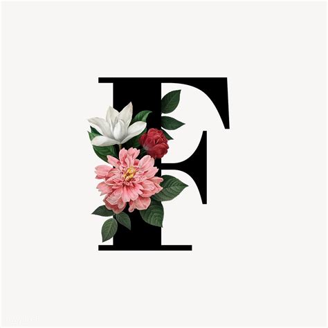 Classic and elegant floral alphabet font letter F vector | free image ...