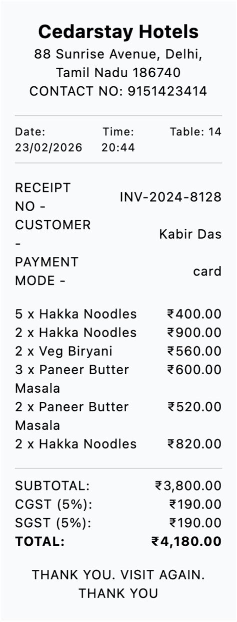 Best Restaurant Bill Generator - Create Food Bill Receipt PDF | Bill ...