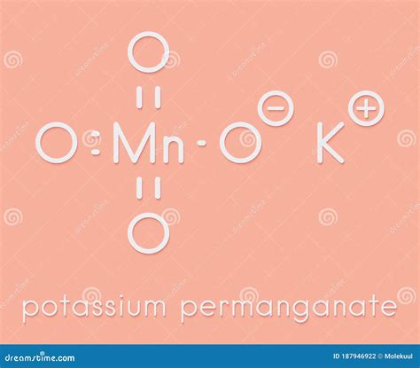Potassium Permanganate KMnO4. Used As Disinfectant Solution. Skeletal Formula. Cartoon Vector ...