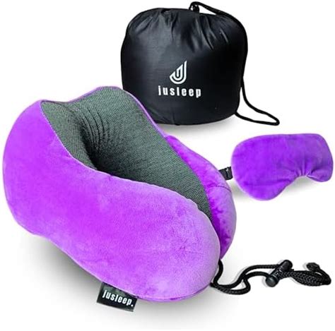 jusleep Premium Neck Pillow for Travel, Memory Foam Travel Neck Rest ...