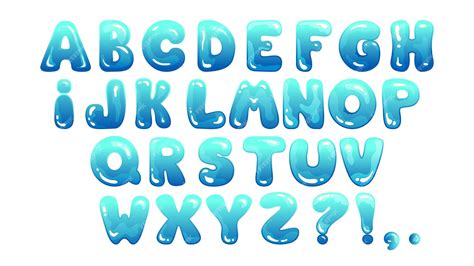 Lindo alfabeto azul, letras azules gordas en estilo burbuja ...