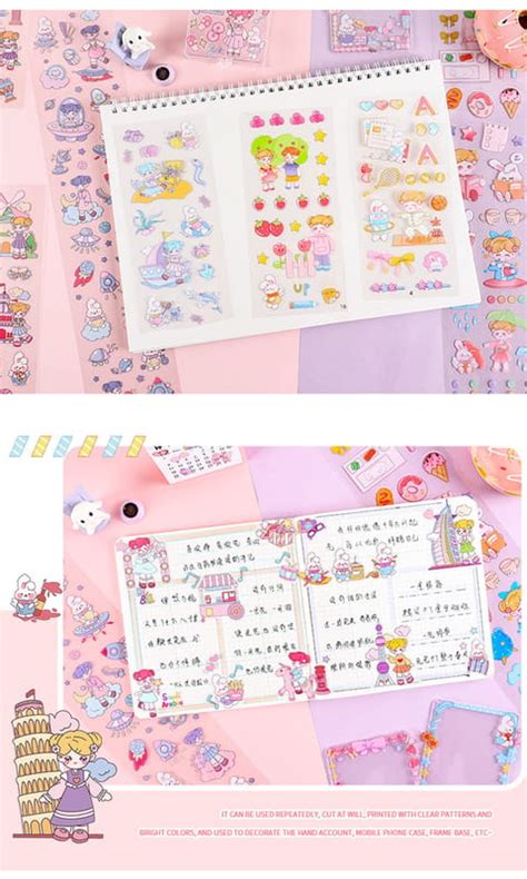 KTRS Enterprise Cartoon Theme Kawaii Stickers Sheets Cute Washi ...