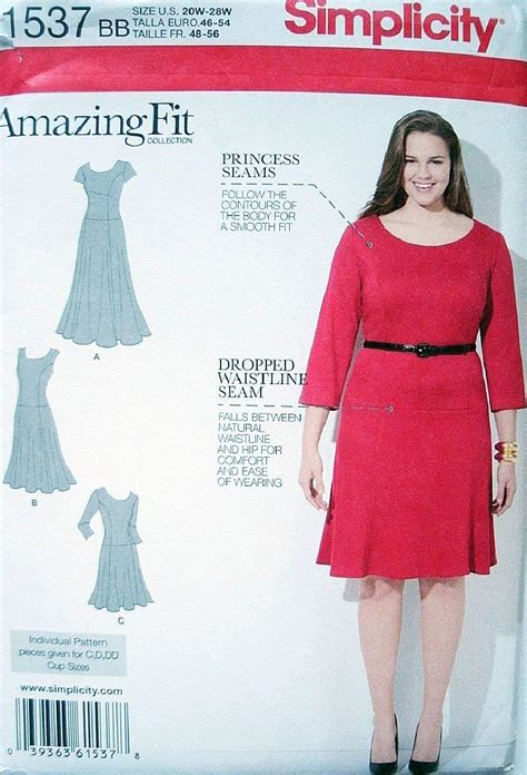 Buy Simplicity 1537 Amazing Fit Women's Dress Sewing Pattern, Sizes 20W ...