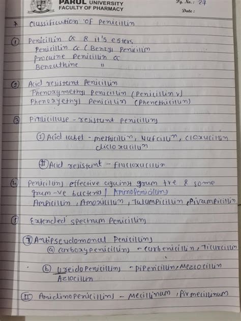 Classification of penicillin - Pharmacy - Studocu