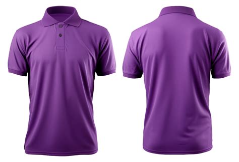 plain purple polo t-shirt mockup design. front and back views. isolated ...