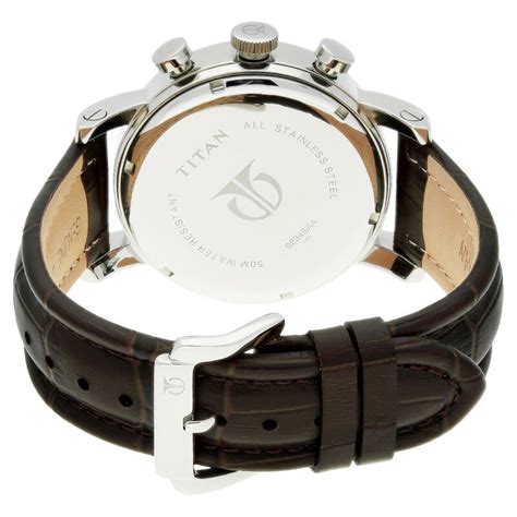 Buy Online Titan Classic Grey Dial Chronograph Leather Strap watch for ...