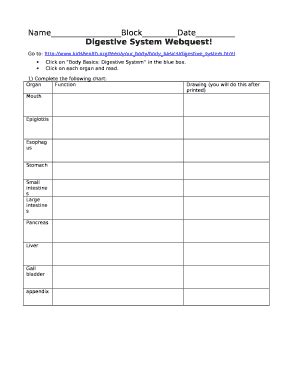 Digestive System Webquest - Fill Out, Sign & Share Online | pdfFiller