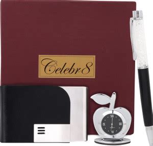 Celebr8 3 in 1 Corporate Gift Set with Apple Clock, Crystal Pen and ...