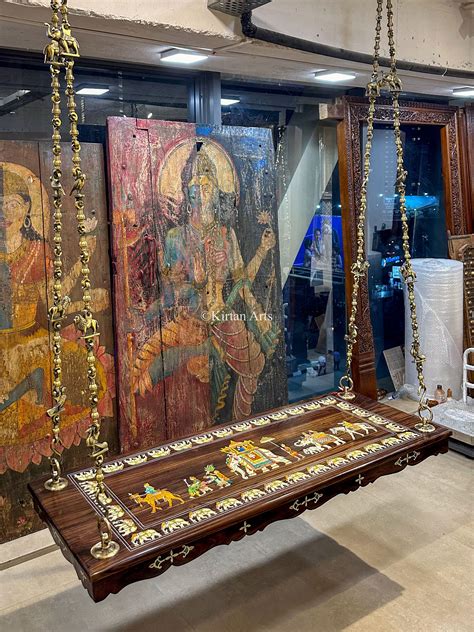 Rosewood Swing/Jhula/ Oonjal Plank | 5x2 ft | Dussehra Elephant Inlay ...