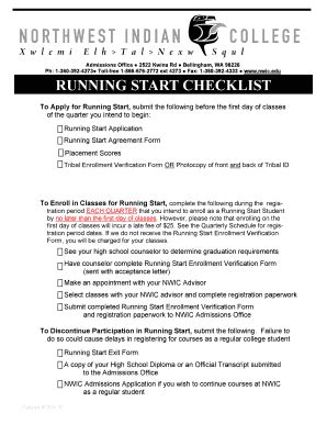 Fillable Online RUNNING START CHECKLIST Fax Email Print - pdfFiller