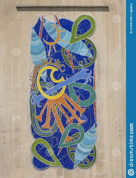 Mosaic Art Piece on Outside Wall of a Parking Structure in Lionshead ...