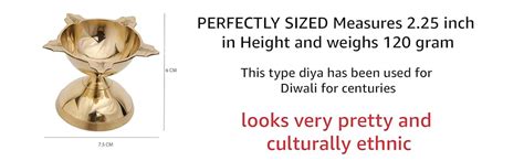 Buy DreamKraft Brass Deepak Oil Lamp (Sized 2.25 inch Height, 120g,Gold ...
