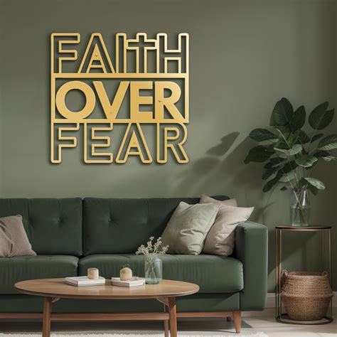 SIGNLEADER Faith Over Fear - Black Gold Text Inspirational Metal Wall ...