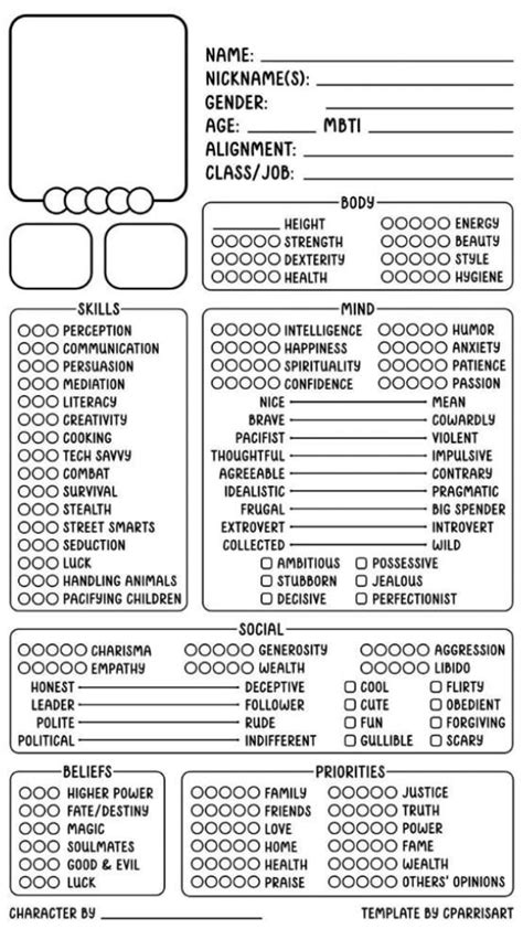 Image result for Character Template