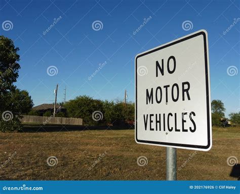 No Motor Vehicles Sign stock photo. Image of freeway - 202176926