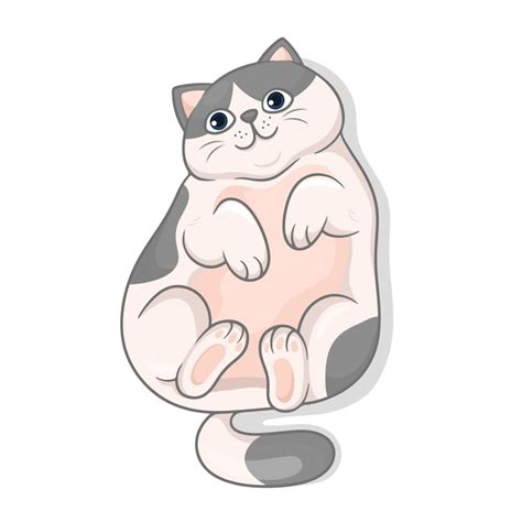 Hand drawn fat cat cartoon illustration | Free Vector