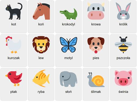 Animals in Polish - Vocabulary Game - Ekvis.com