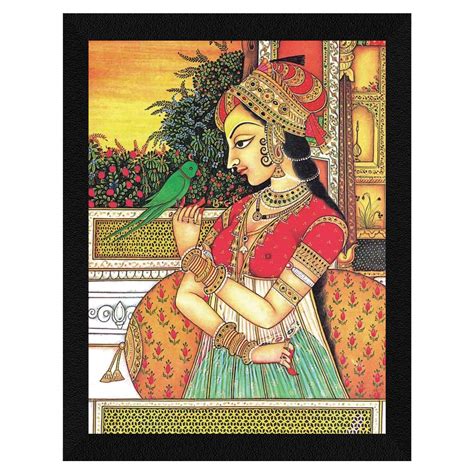 ArtX Paper Beautiful Bani Thani With Parrot Wall Art, Multicolor ...