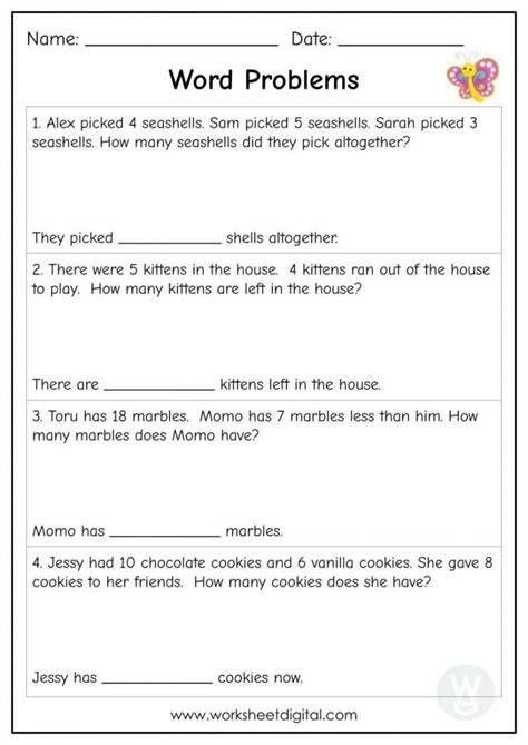 Image result for One Step Word Problems Worksheet